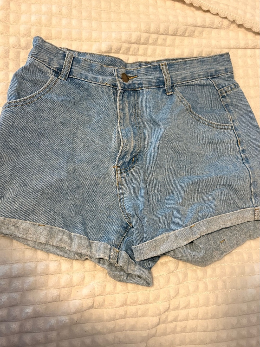 High-Rise Light Denim Shorts